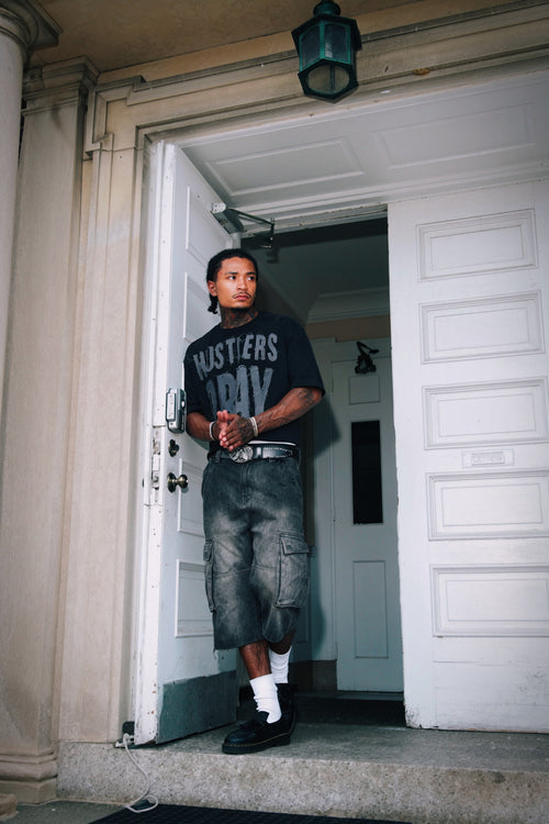 Hustlers Pray  "Raw Edge" Distressed Heavyweight Crop Tee
