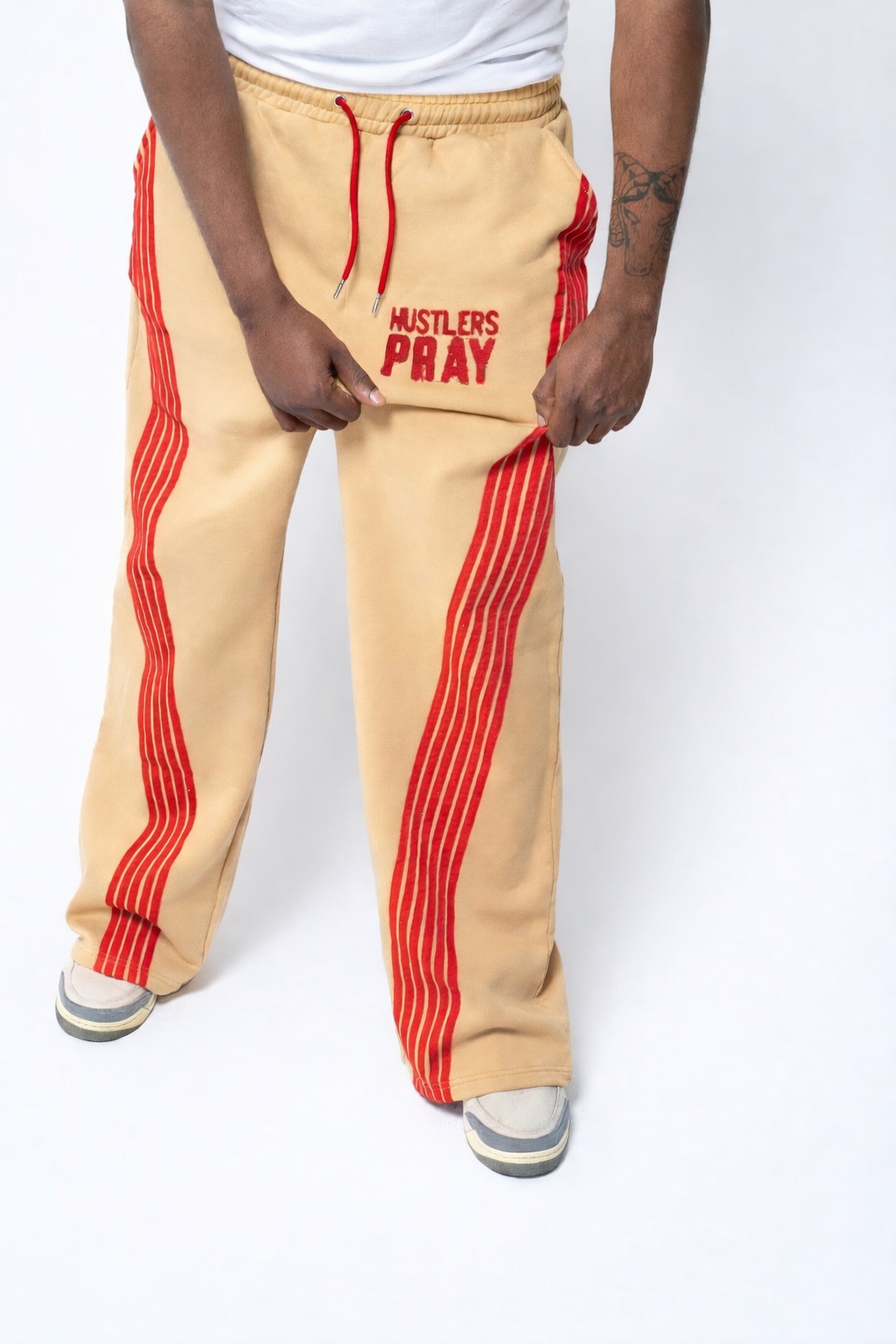 Baggy Track Pants "Tan/Red"