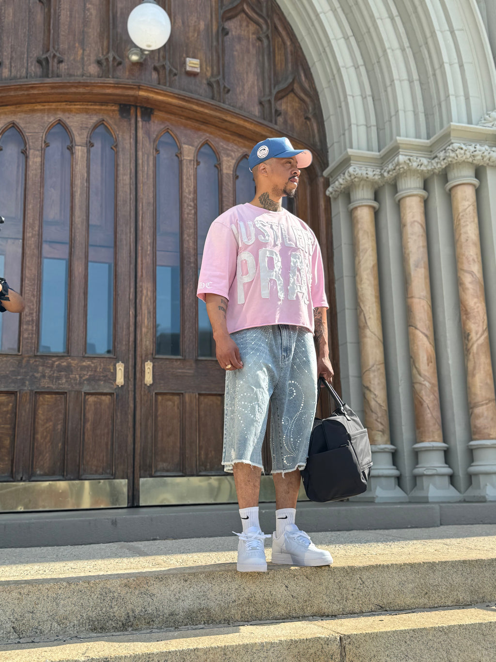 Hustlers Pray  "Raw Edge" Distressed Heavyweight Crop Tee