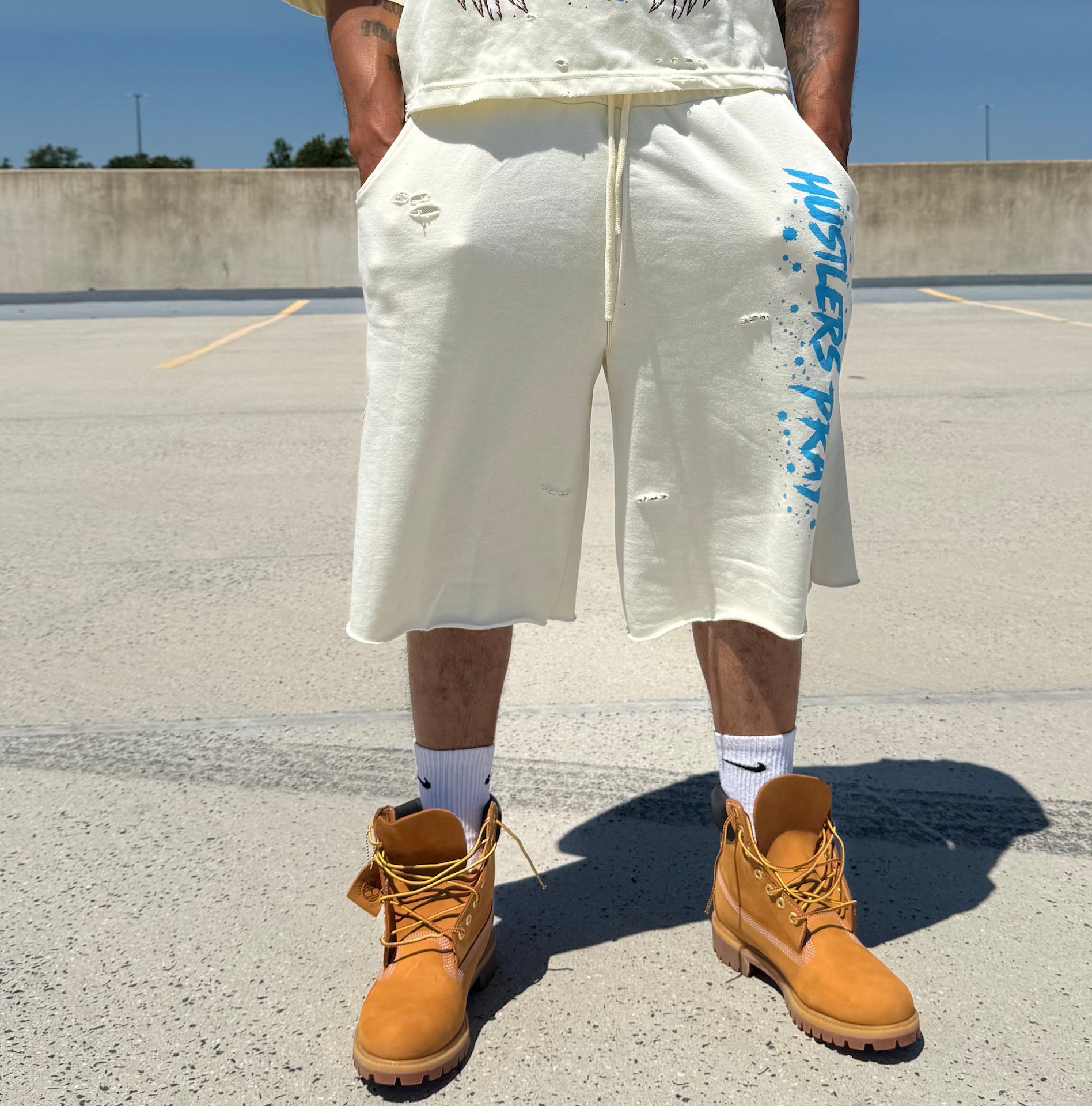 Hustlers Pray Graphic Heavyweight Shorts