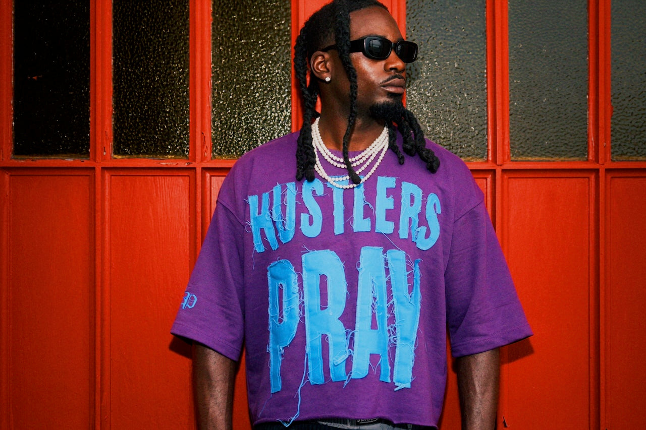 Hustlers Pray  "Raw Edge" Distressed Heavyweight Crop Tee