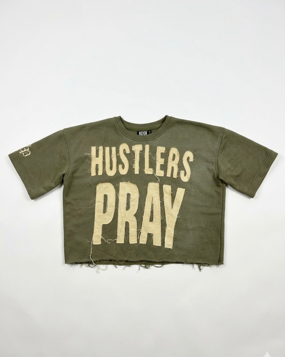 Hustlers Pray  "Raw Edge" Distressed Heavyweight Crop Tee