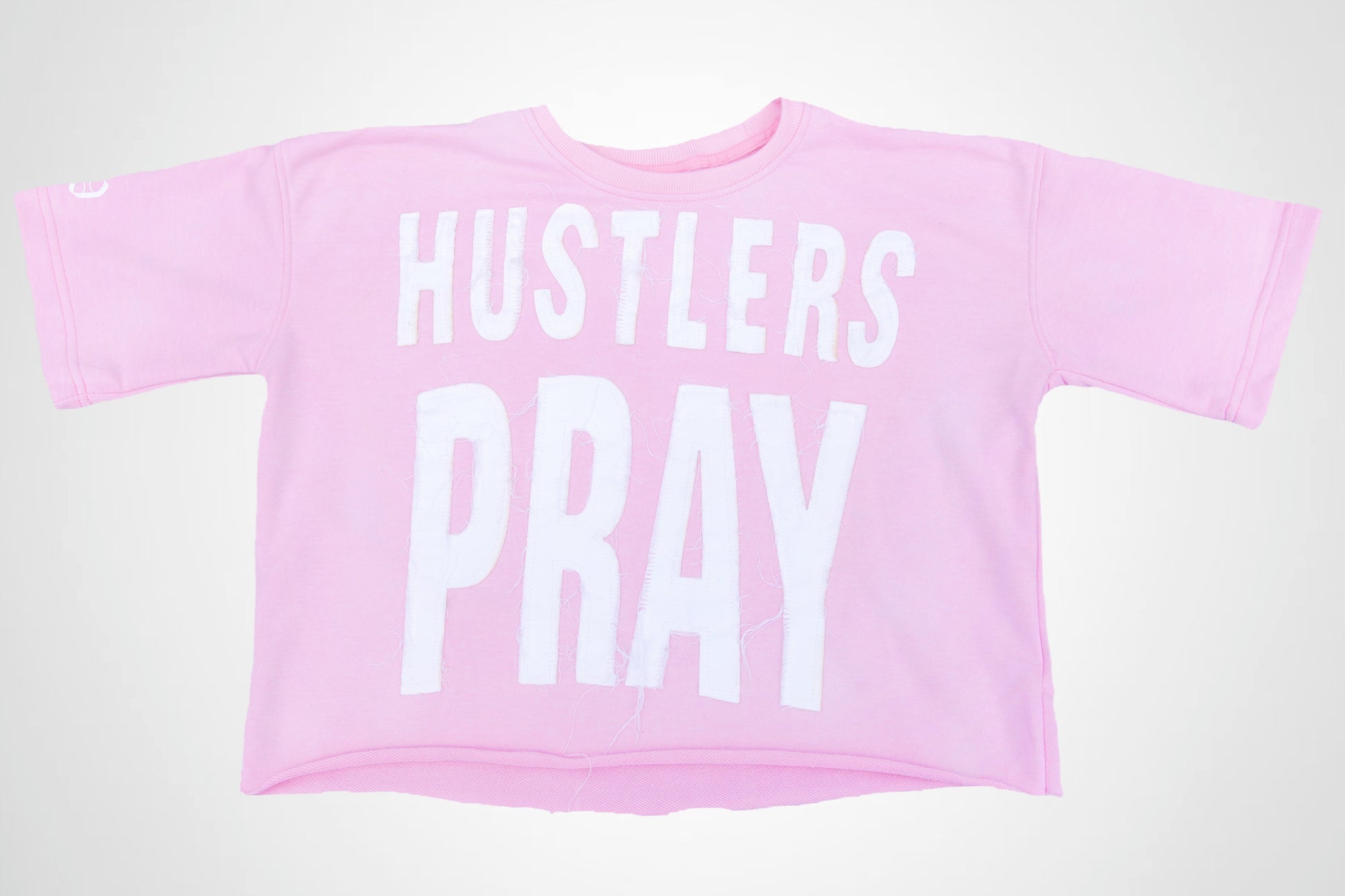 Hustlers Pray  "Raw Edge" Distressed Heavyweight Crop Tee
