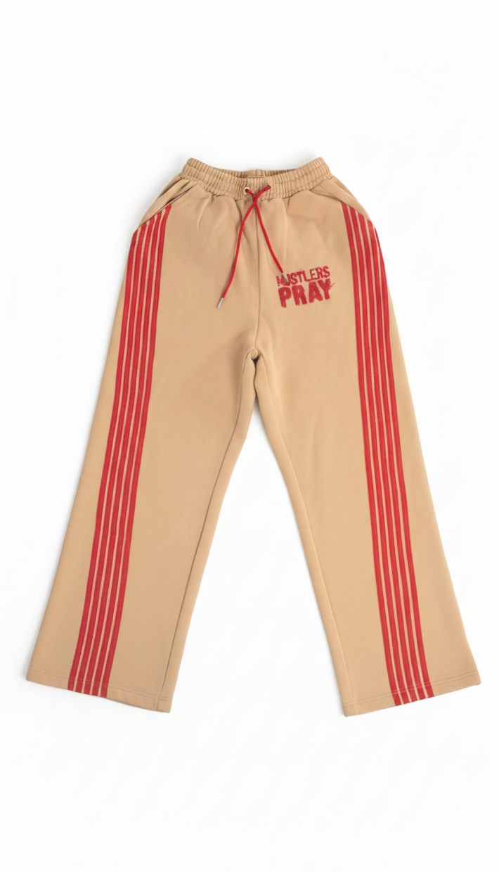 Baggy Track Pants "Tan/Red"